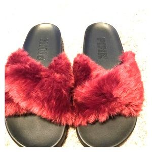 PINK brand fuzzy slides